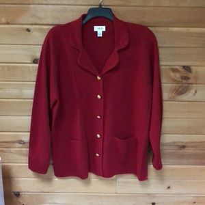 Talbots Red Women's Cardigan Sweater with Gold Buttons